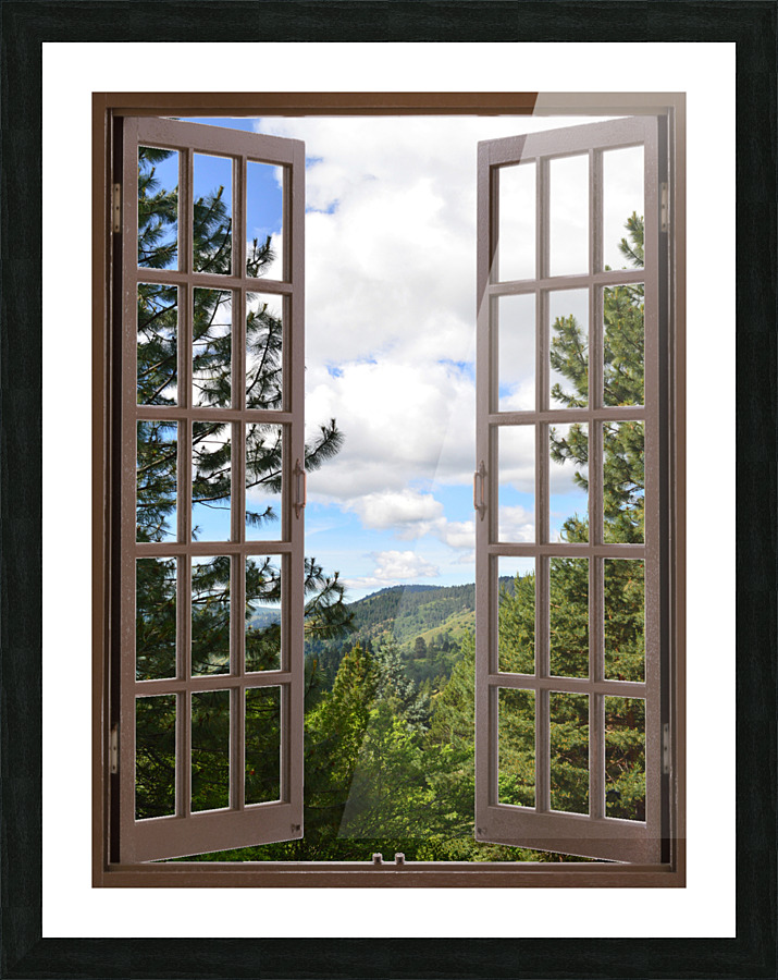 Pine Trees and Grassy Hills  Framed Print Print