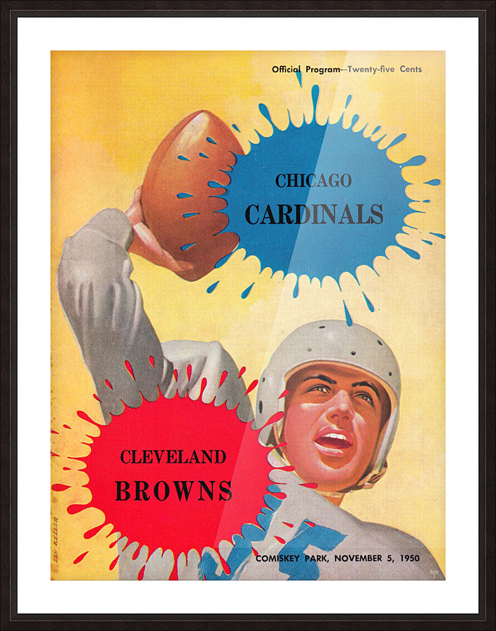 1950 Chicago Cardinals vs. Cleveland Browns Football Program Cover Art Picture Frame print