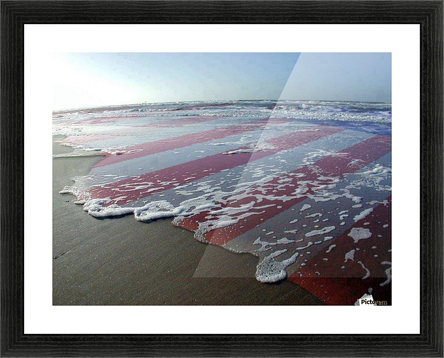  american flag overlay waves Picture Frame print
