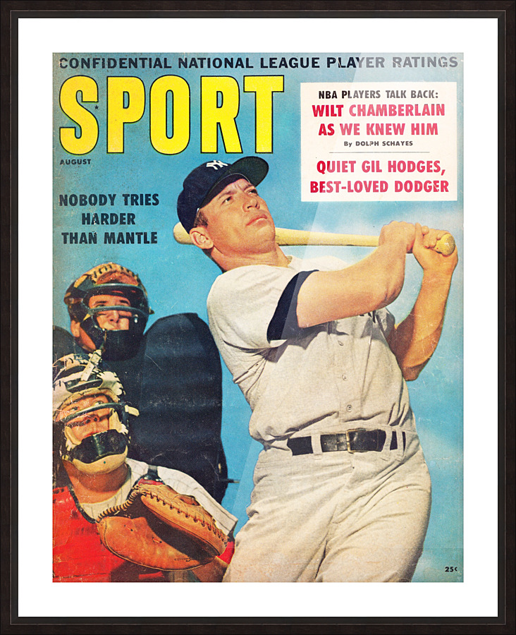 1960 Mickey Mantle Sport Cover Art  Framed Print Print