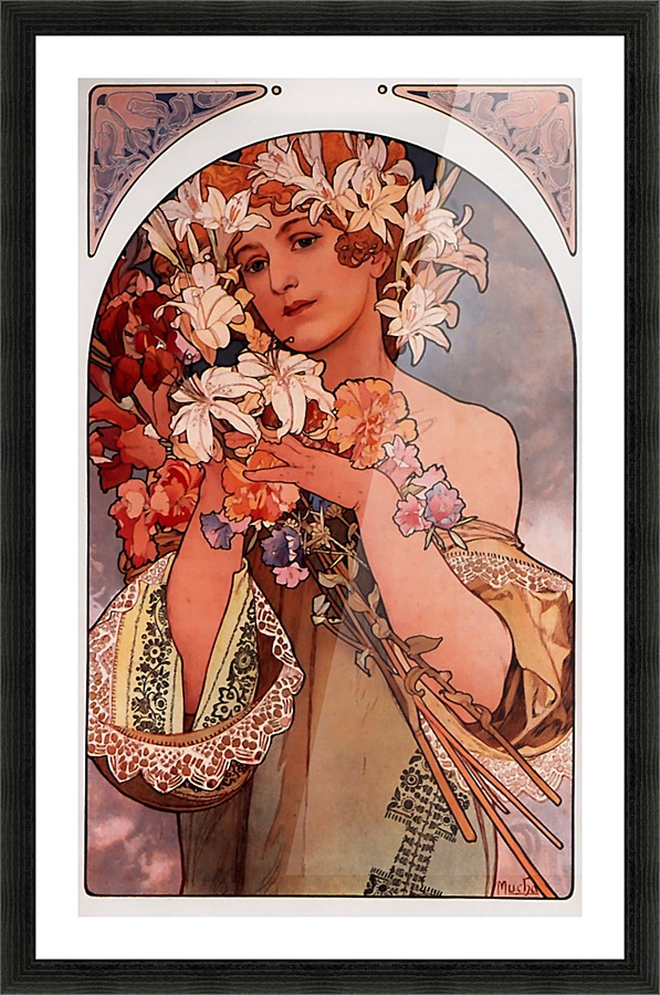 Flowers by Alphonse Mucha Picture Frame print