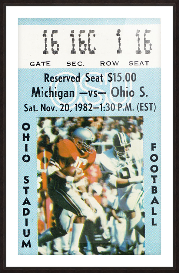 1982 Ohio State vs. Michigan Football Ticket Canvas Picture Frame print