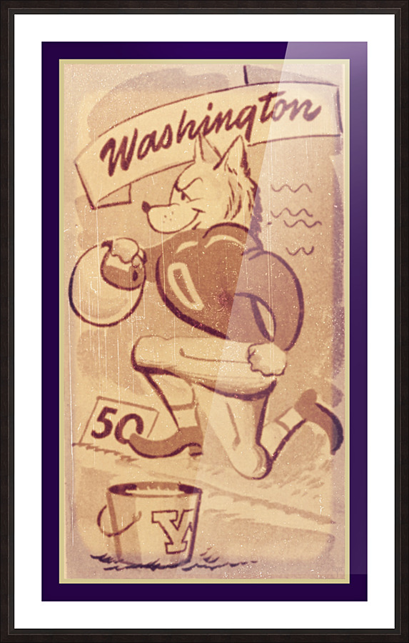 Vintage Washington Husky Football Cartoon Picture Frame print
