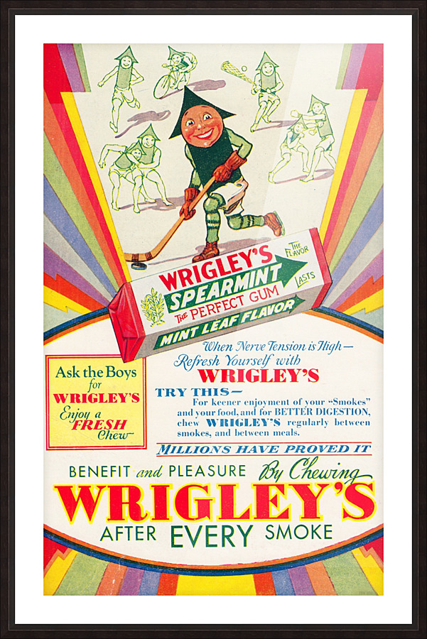 1932 Wrigleys Gum Vintage Advertisement Picture Frame print
