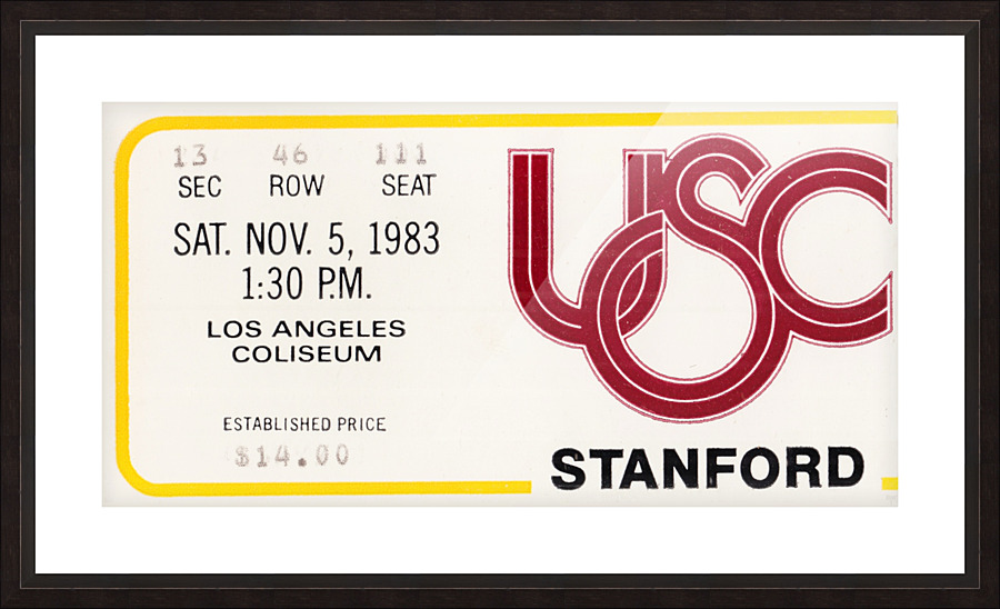 1983 USC vs. Stanford Football Ticket Wall Art Picture Frame print