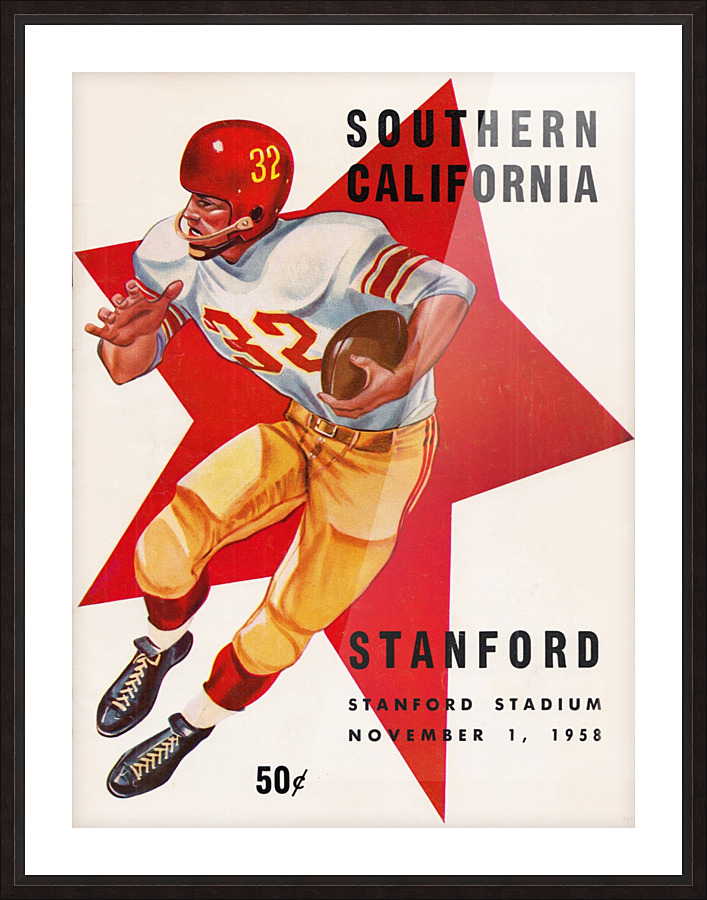 1958 Stanford vs. USC Football Program Cover Art Picture Frame print