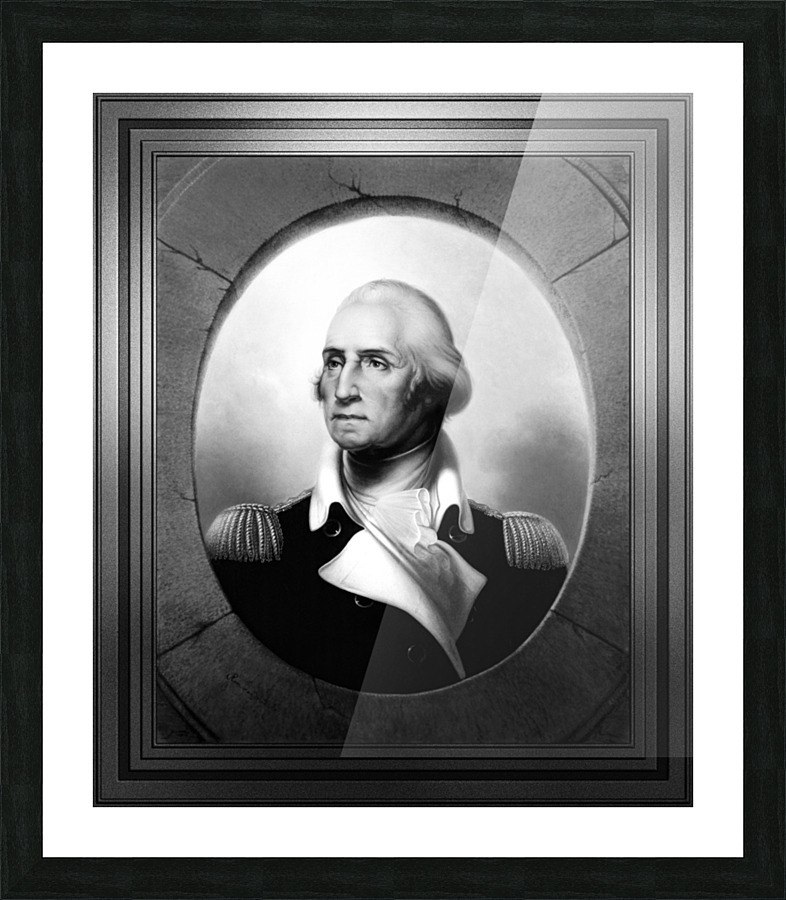 George Washington by Rembrandt Peale Black and White Xzendor7 Old Masters Art Reproductions Picture Frame print