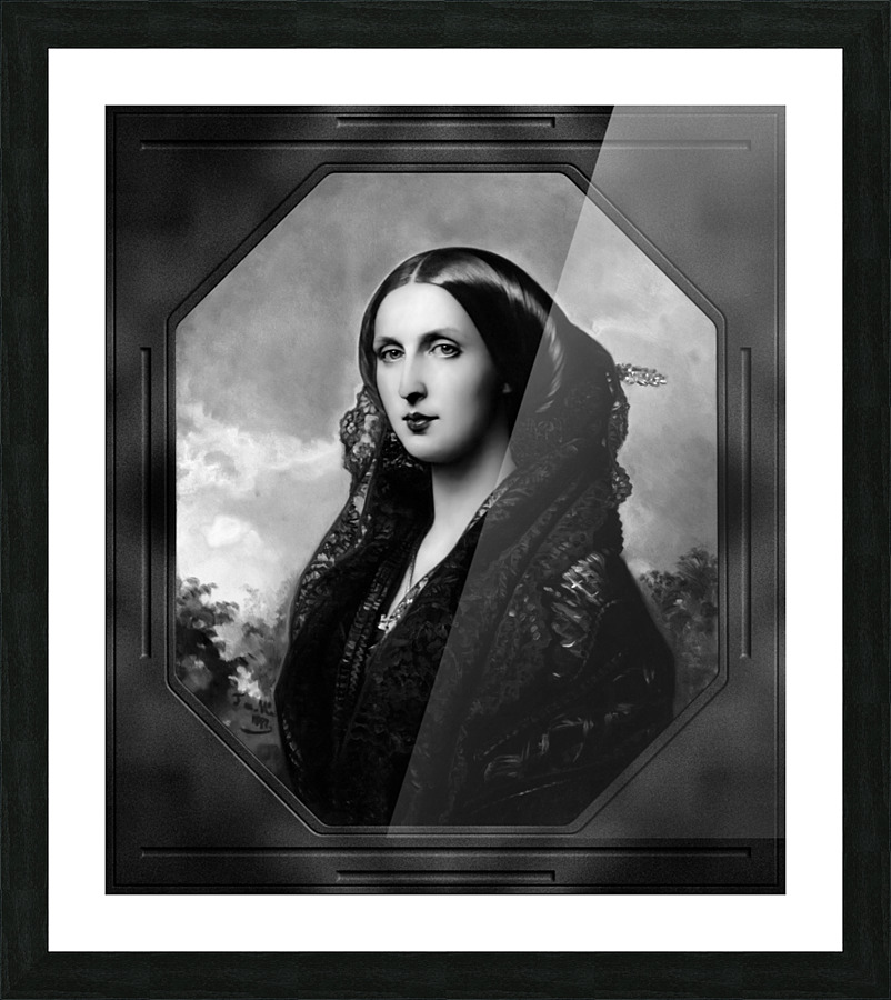 Portrait of Princess Maria Ilyinichna Golitsyna by Federico de Madraso y Kunz Black and White Xzendor7 Old Masters Art Reproductions Picture Frame print