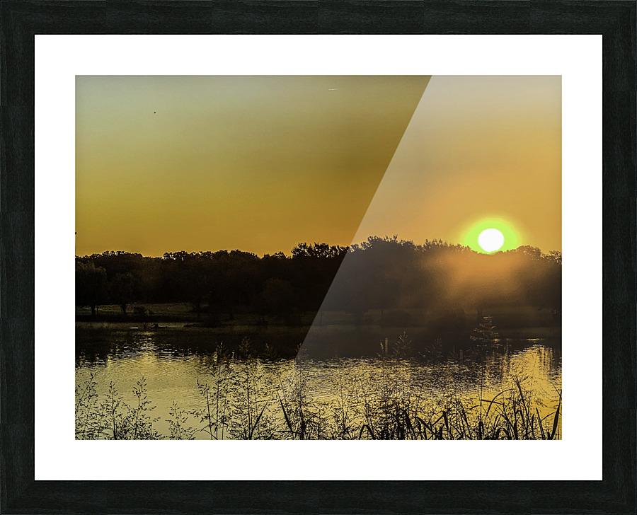 Lake Sunrise In Orange Picture Frame print