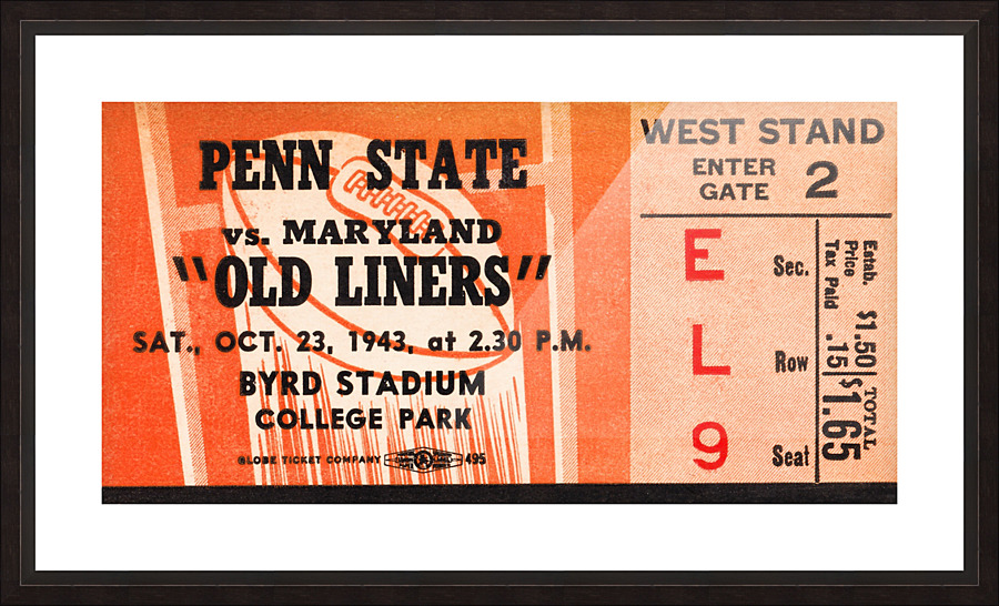 1943 Penn State Nittany Lions vs. Maryland Old Liners Picture Frame print