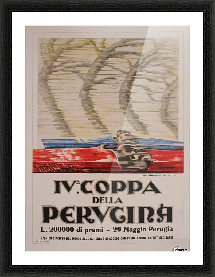 Italian Art Deco Period Race Car Poster by Federico Seneca 1927  Framed Print Print