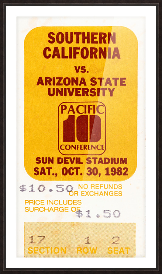 1982 USC vs. Arizona State Football Ticket Art Picture Frame print