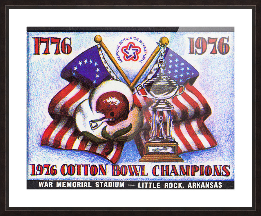 1976 Arkansas Razorbacks Ticket Stub Art Picture Frame print