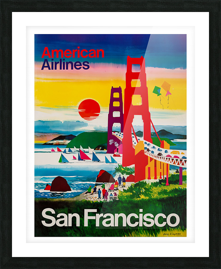 American Airlines Vintage Travel Poster San Francisco Picture Frame print