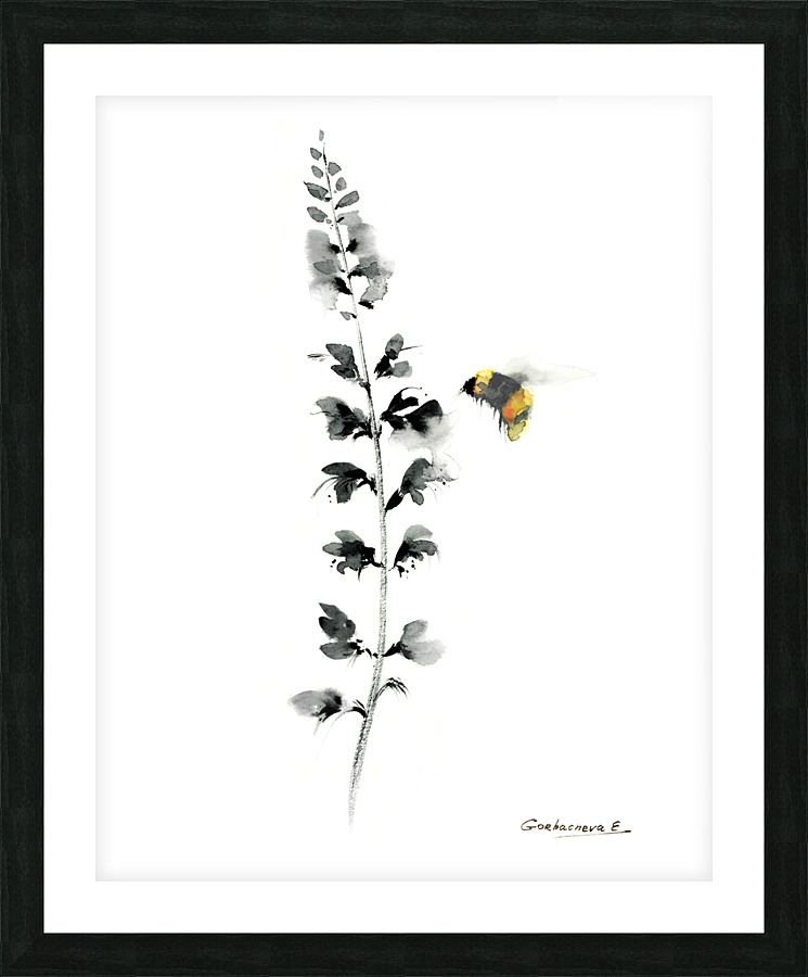 Flower and bumblebee  Framed Print Print