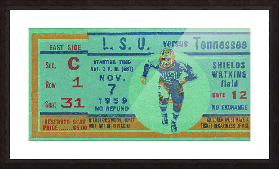 1959 LSU Tigers vs. Tennessee Vols | Row 1 Picture Frame print