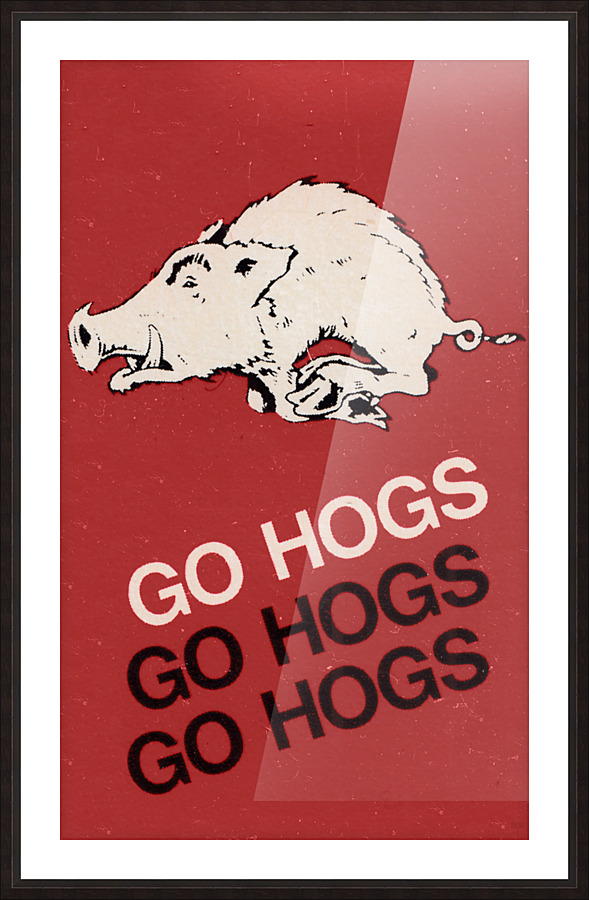 Retro Seventies Go Hogs Arkansas Razorback Art | Row 1 Picture Frame print