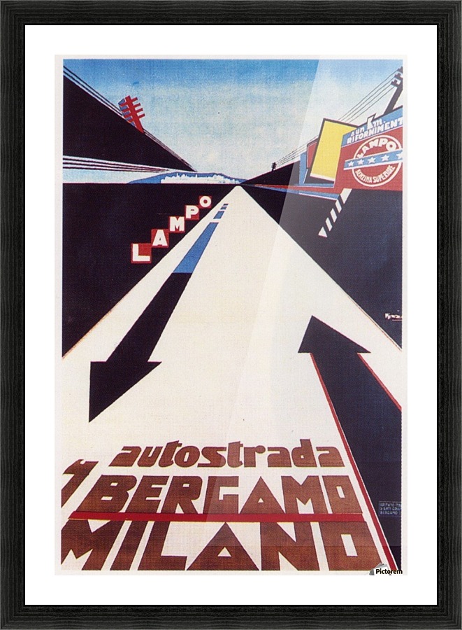 Poster for the highway between Bergamo and Milano Picture Frame print
