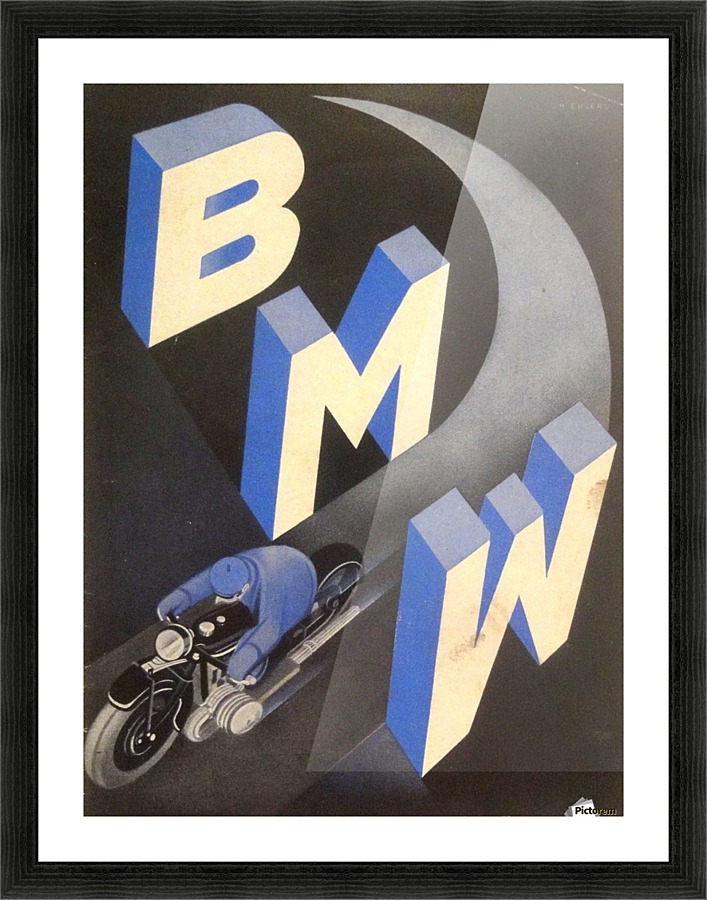 1930 BMW art deco poster  Framed Print Print