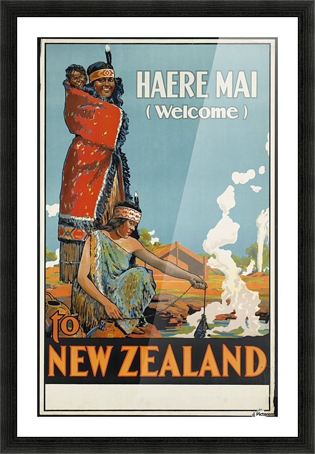 Haere Mai to New Zealand Vintage Travel Poster by VINTAGE POSTER
