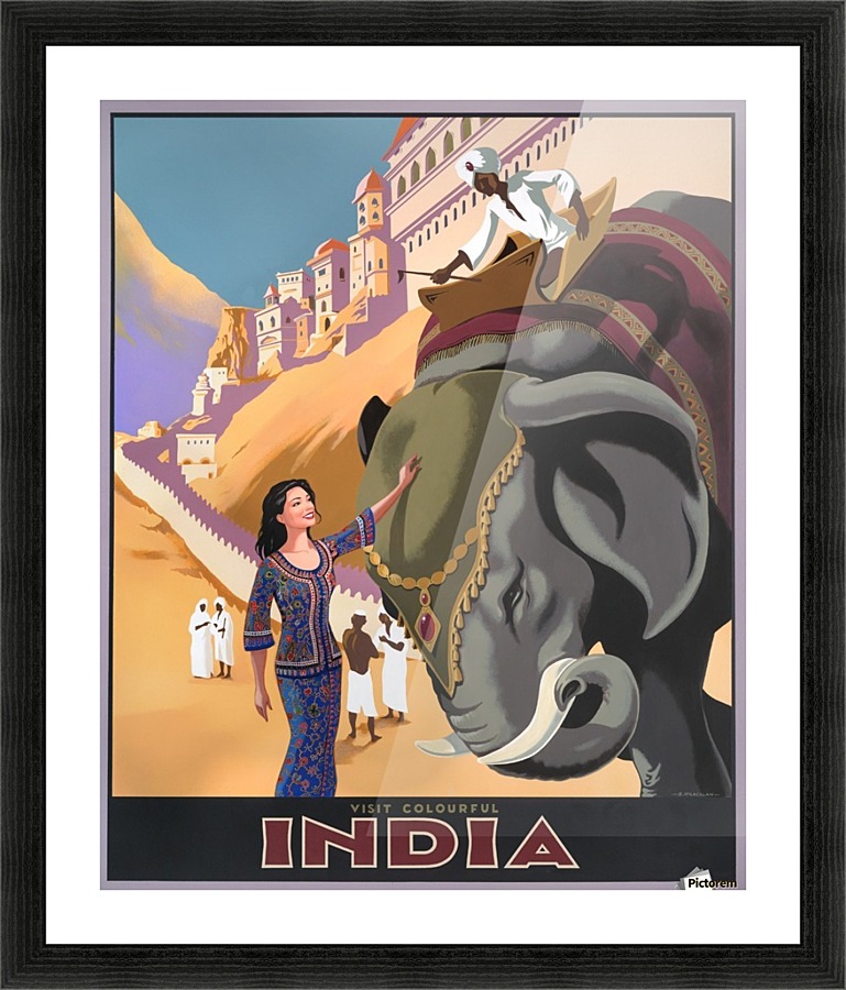 Visit Colorful India Vintage Travel Poster  Framed Print Print