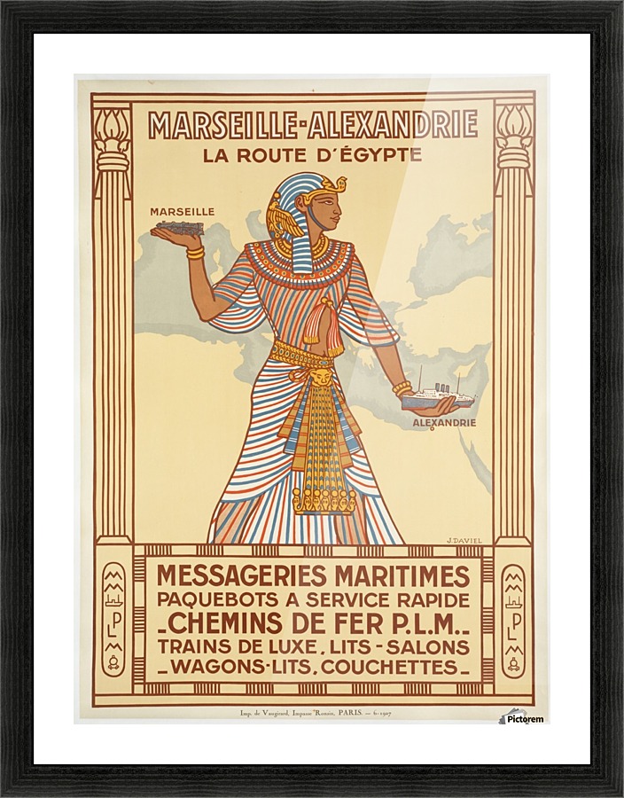Vintage Travel Poster Egypt Marseille  Framed Print Print