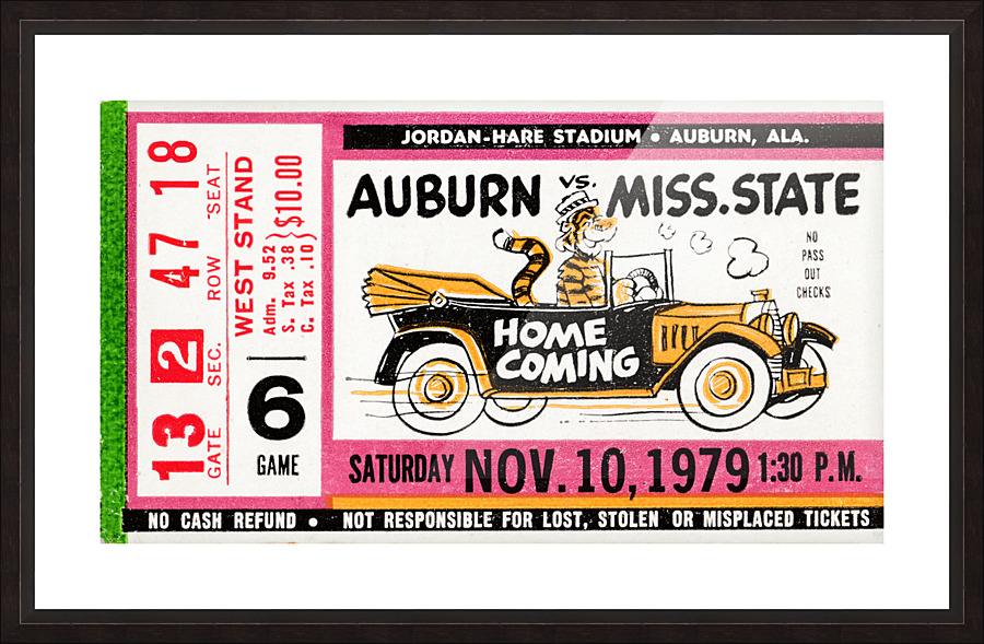 1979 Auburn Tigers vs. Mississippi State Bulldogs | Row 1 Picture Frame print
