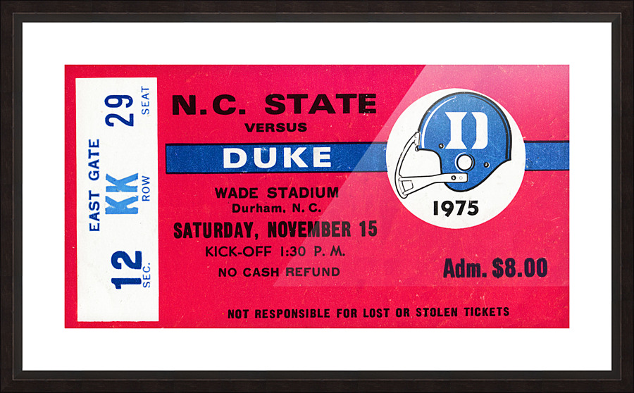 1975 Duke Blue Devils vs. NC State Wolfpack | Row 1 Picture Frame print