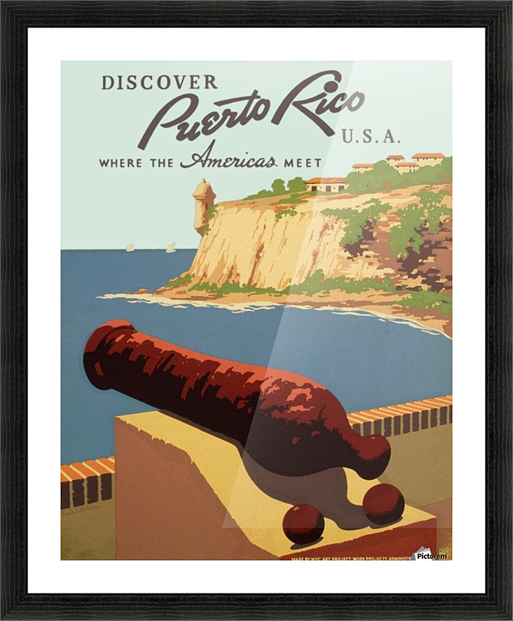 Discover Puerto Rico USA travel poster  Framed Print Print