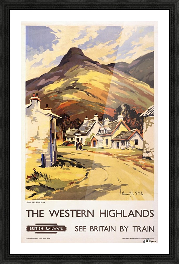 Western Highlands Vintage Railway Travel Poster  Framed Print Print