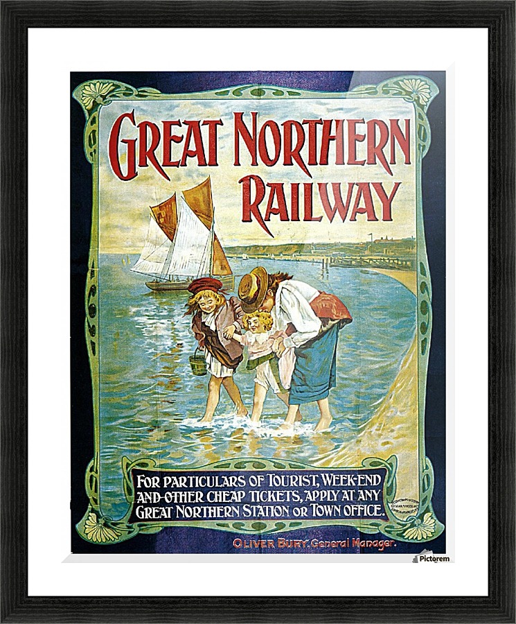 Great Northern Railway Vintage Travel Poster  Framed Print Print