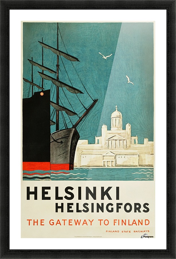 Helsinki, Finland Travel Poster  Framed Print Print