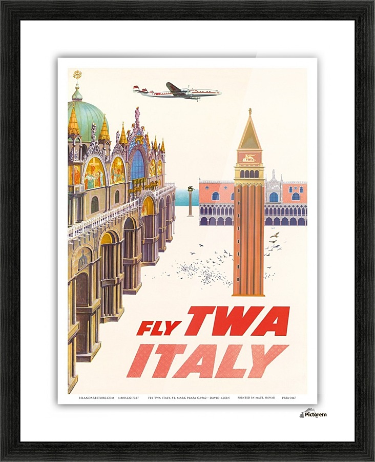Fly TWA Italy Piazza San Marco travel poster Picture Frame print