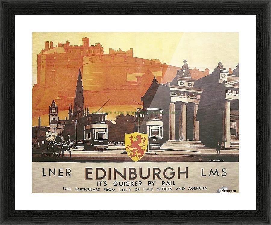 Vintage Travel Poster Edinburgh By Rail  Framed Print Print
