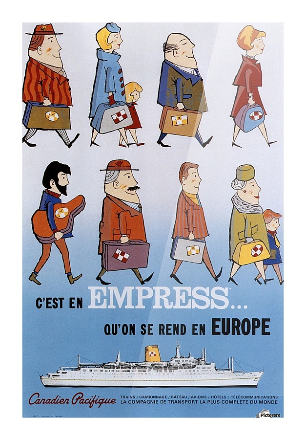 Canadian Pacific Empress via Europe Vintage Advertising Poster Picture Frame print