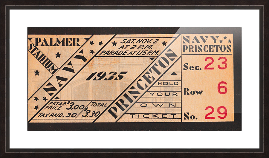 1935 Navy Midshipmen vs. Princeton Tigers Ticket Art Picture Frame print