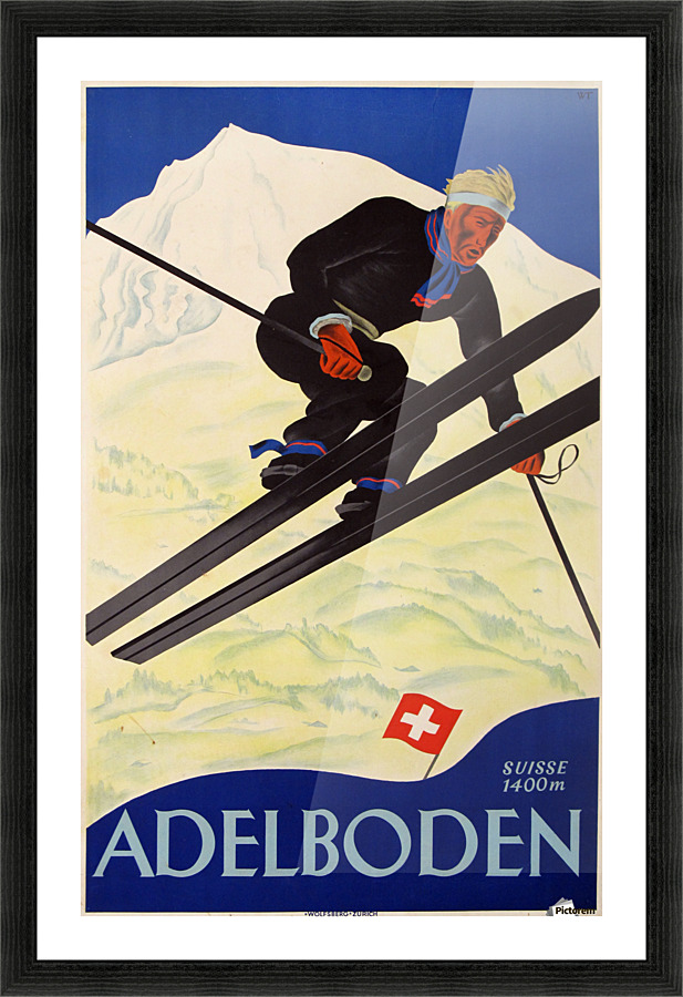 Adelboden Vintage Swiss Poster  Framed Print Print