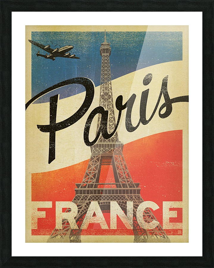 Paris France Vintage Poster  Framed Print Print