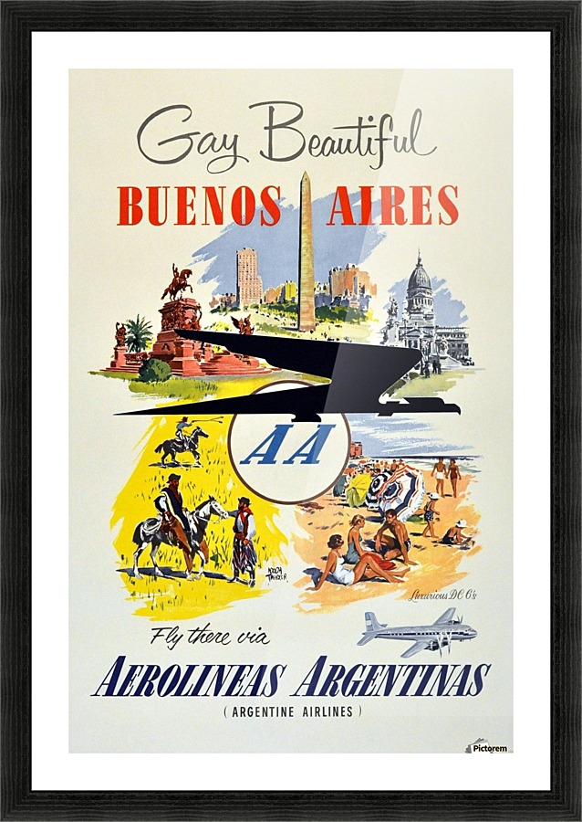 Adolph Treidler Original Vintage Travel Poster for Buenos Aires Picture Frame print