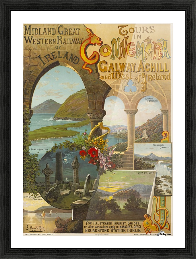 Midland and Great Western Railway poster for Tours in Connemara Picture Frame print