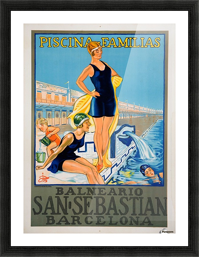 Piscina familias at Balneario San Sebastian in Barcelona  Framed Print Print