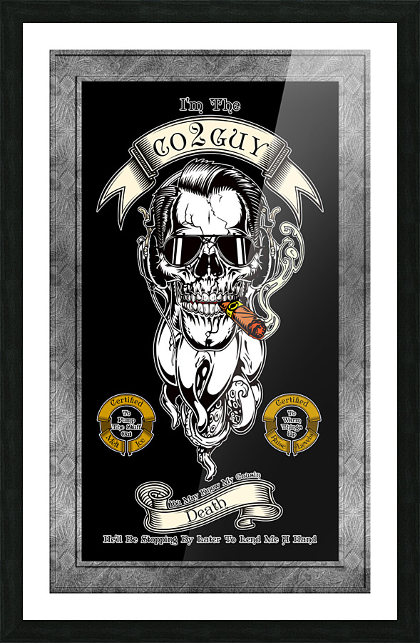 CO2 Guy Certified Real Global Climate Menace BLK Picture Frame print