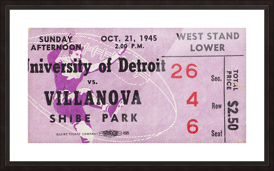 1945 Detroit Titans vs. Villanova Wildcats Picture Frame print