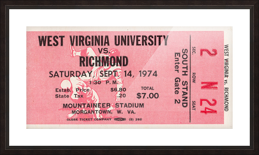 1974 West Virginia Mountaineers vs. Richmond Spiders Picture Frame print