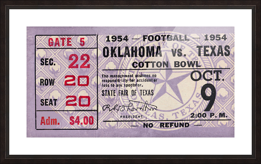 1954 Oklahoma Sooners vs. Texas Longhorns Picture Frame print