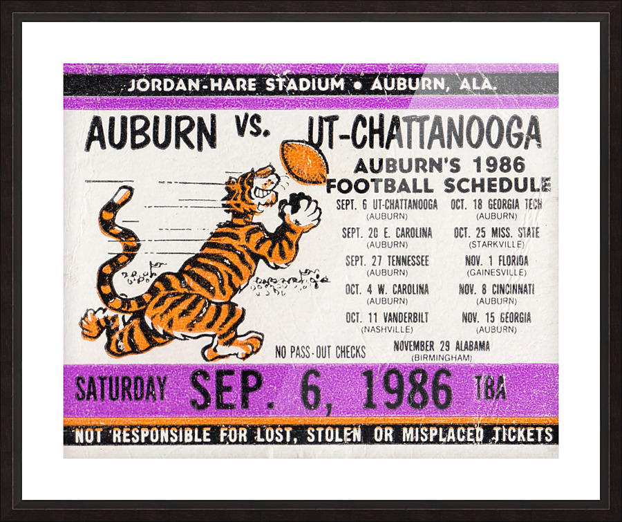 1986 Auburn Tigers vs. Chattanooga Mocs  Picture Frame print