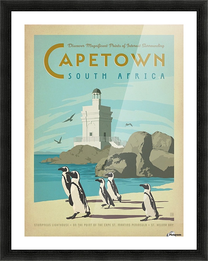 World Travel Poster Cape Town  Framed Print Print