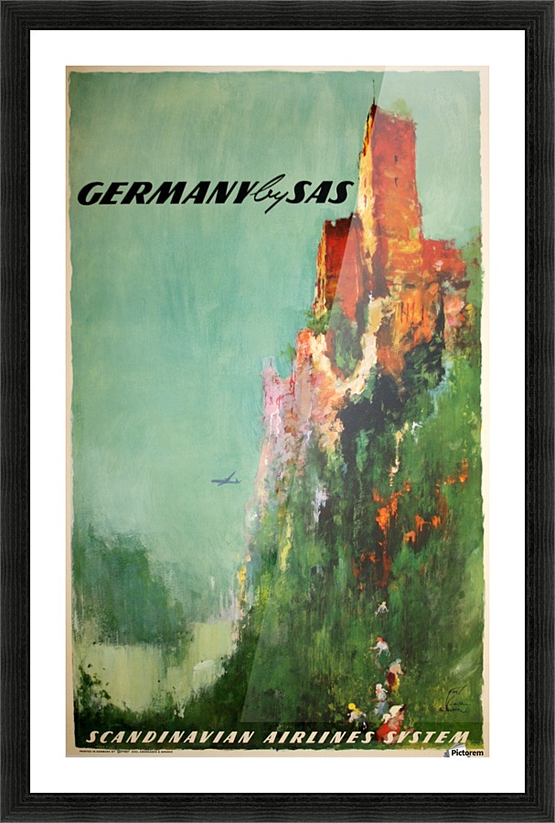 Scandinavian Airlines System Poster for Germany Picture Frame print
