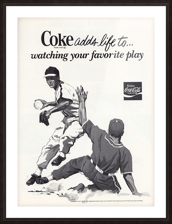 1977 Coke Advertisement Baseball Art Picture Frame print