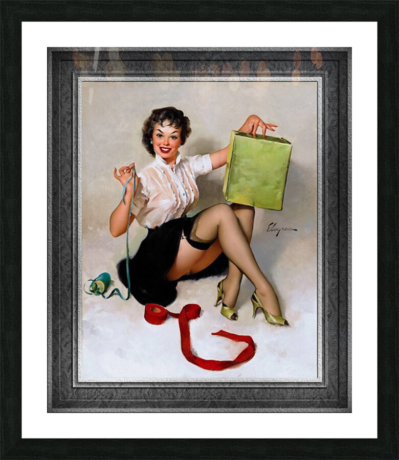 Neat Package by Gil Elvgren Vintage Pinup Illustration Xzendor7 Old Masters Reproductions Picture Frame print